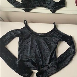 PacSun cutout shoulder velvet shirt